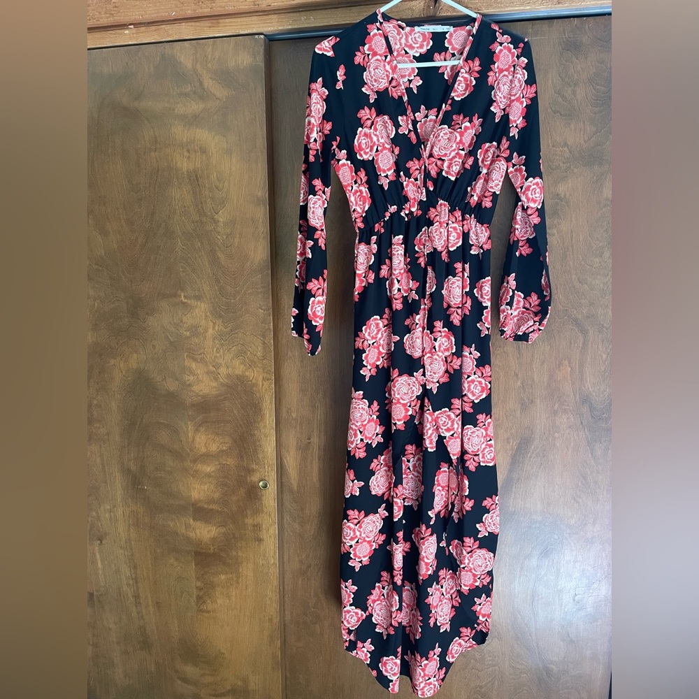 Black and muted red Maxi dress